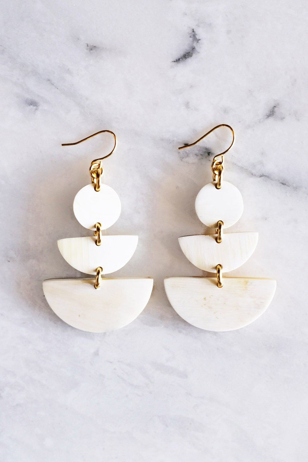 16K Gold-Plated Geometric Statement Buffalo Horn Earrings