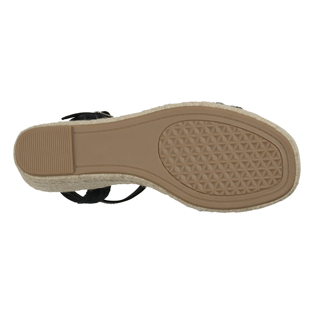 Black Slingback Espadrille Wedge Sandals
