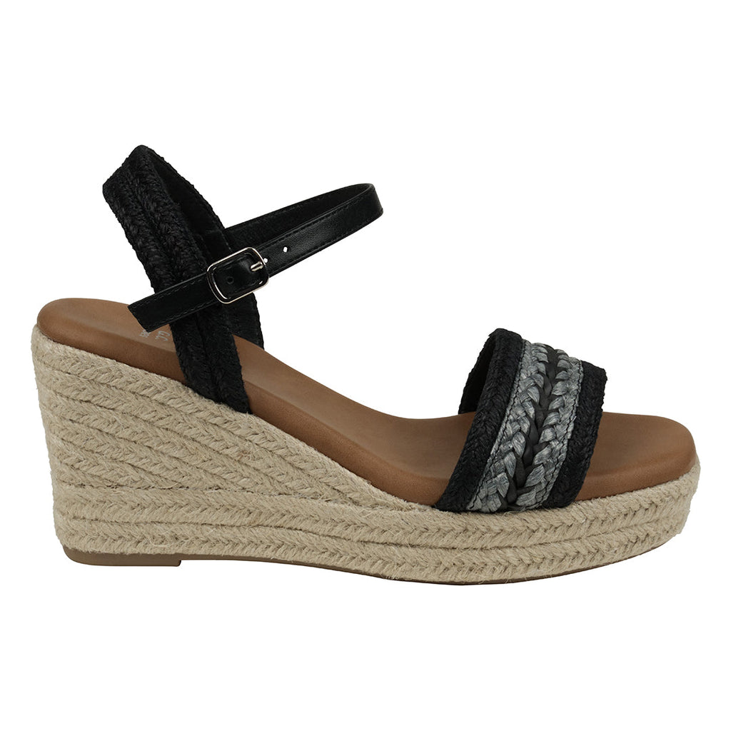 Black Slingback Espadrille Wedge Sandals