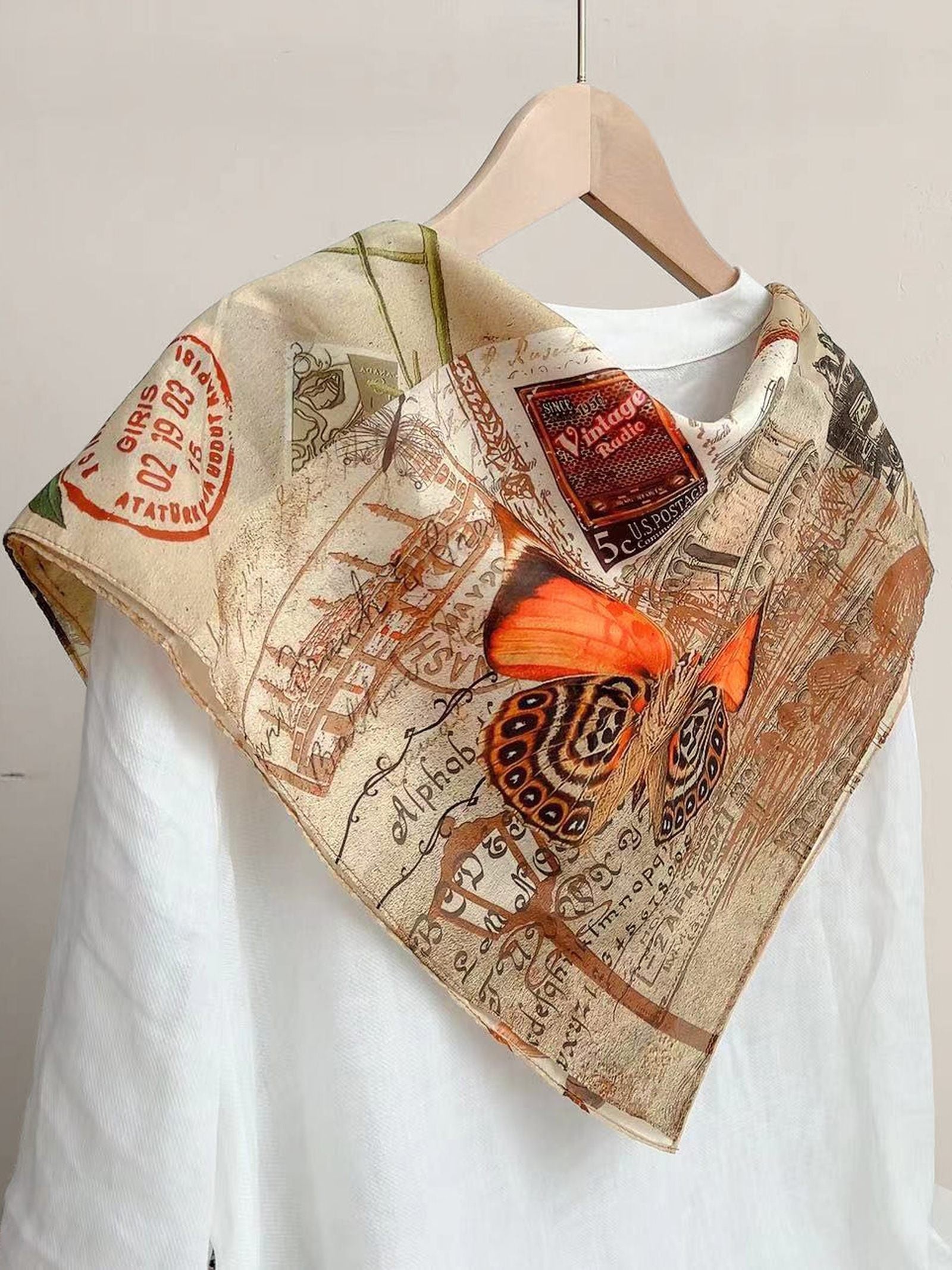 AIRY SILK COTTON EVERYDAY SCARF IN VINTAGE BUTTERFLY