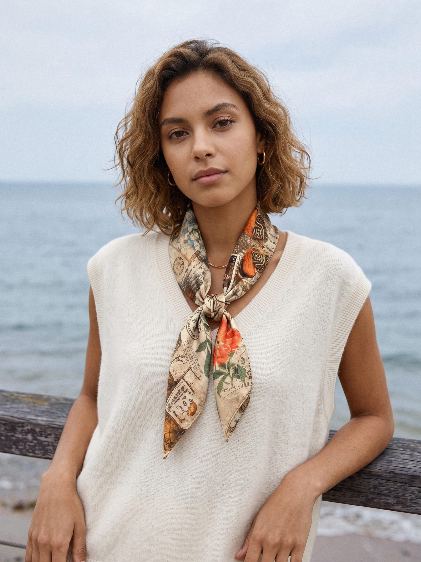 AIRY SILK COTTON EVERYDAY SCARF IN VINTAGE BUTTERFLY