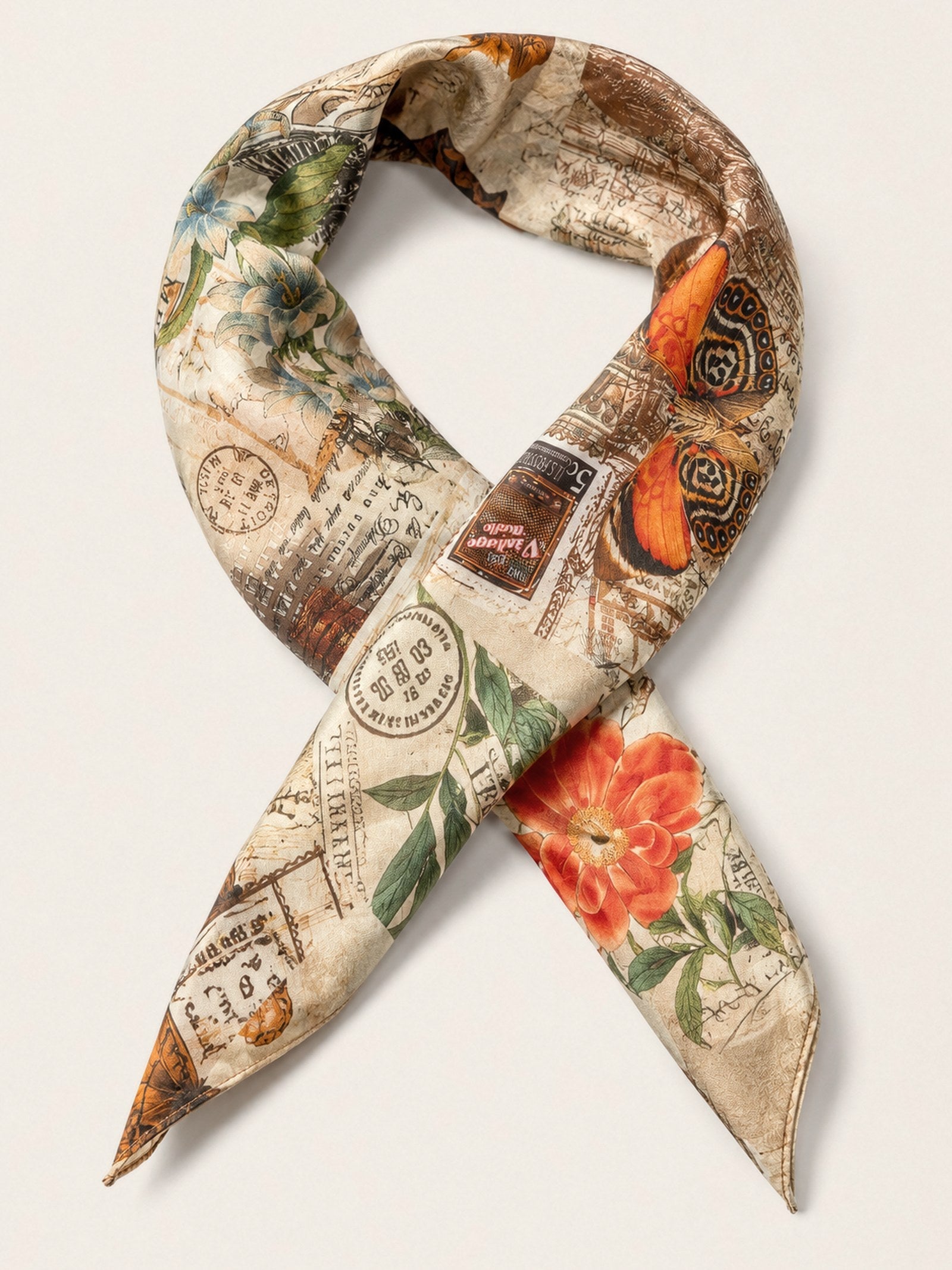 AIRY SILK COTTON EVERYDAY SCARF IN VINTAGE BUTTERFLY