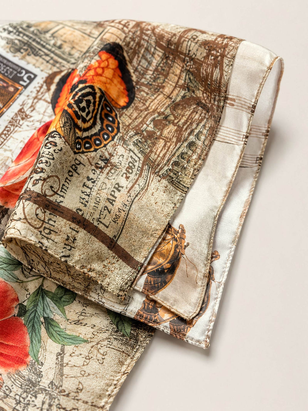AIRY SILK COTTON EVERYDAY SCARF IN VINTAGE BUTTERFLY
