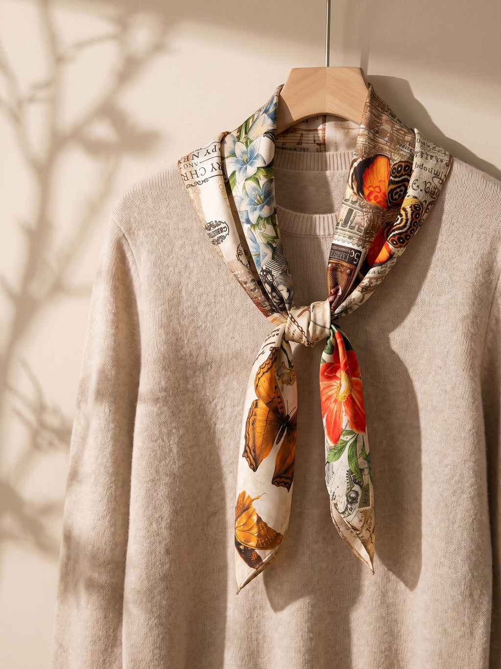 AIRY SILK COTTON EVERYDAY SCARF IN VINTAGE BUTTERFLY