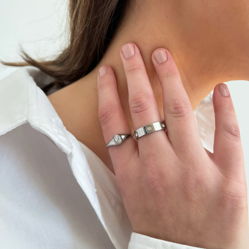 CARRIE SILVER PAVE STACKABLE RING