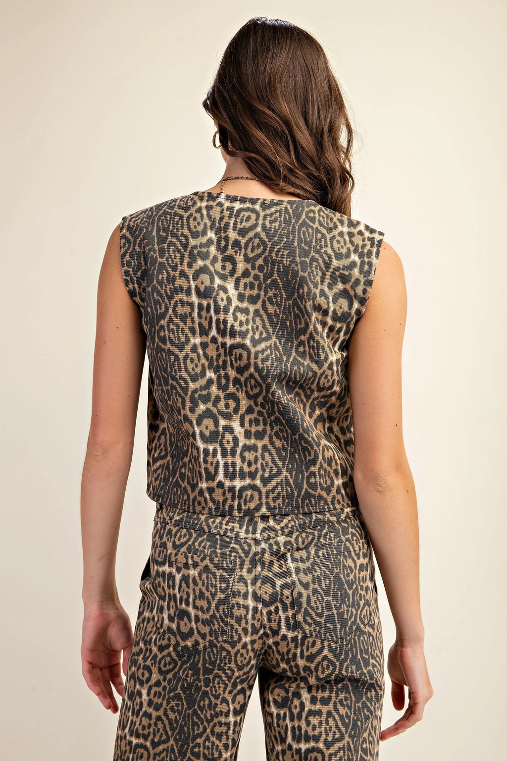 Leopard print Tie front Vest