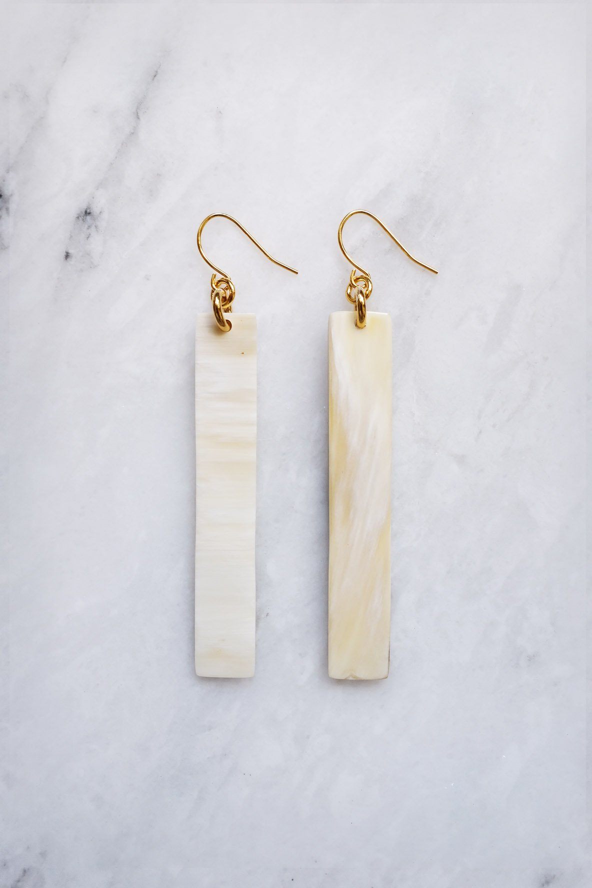 Tinh 16K Gold-Plated Brass Buffalo Horn Minimalist Bar Earrings