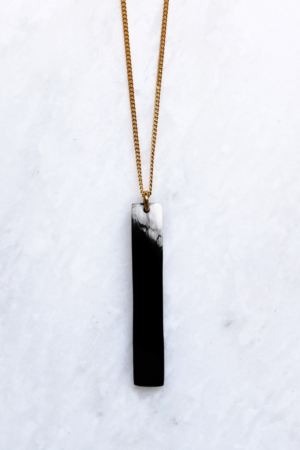 Tinh 16K Gold-Plated Brass Buffalo Horn Minimalist Bar Pendant Necklace