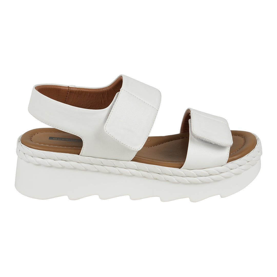 VOSA WHITE VELCRO PLATFORM SANDALS
