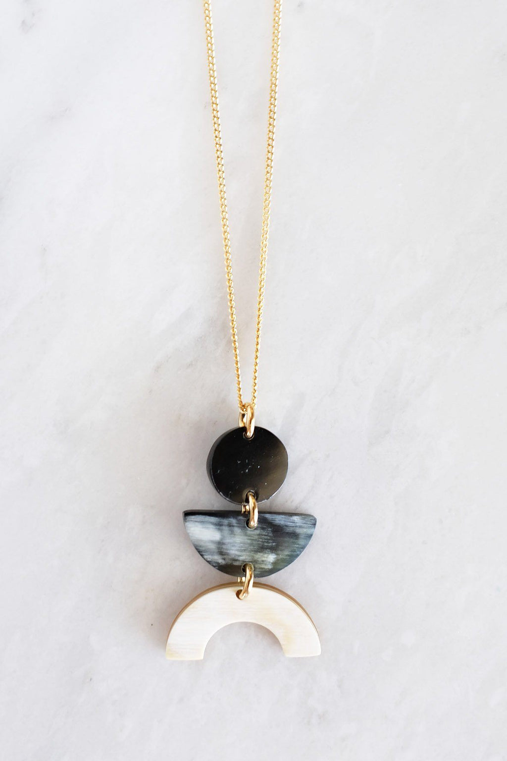 Vui Mung Geometrical Buffalo Horn Pendant Necklace