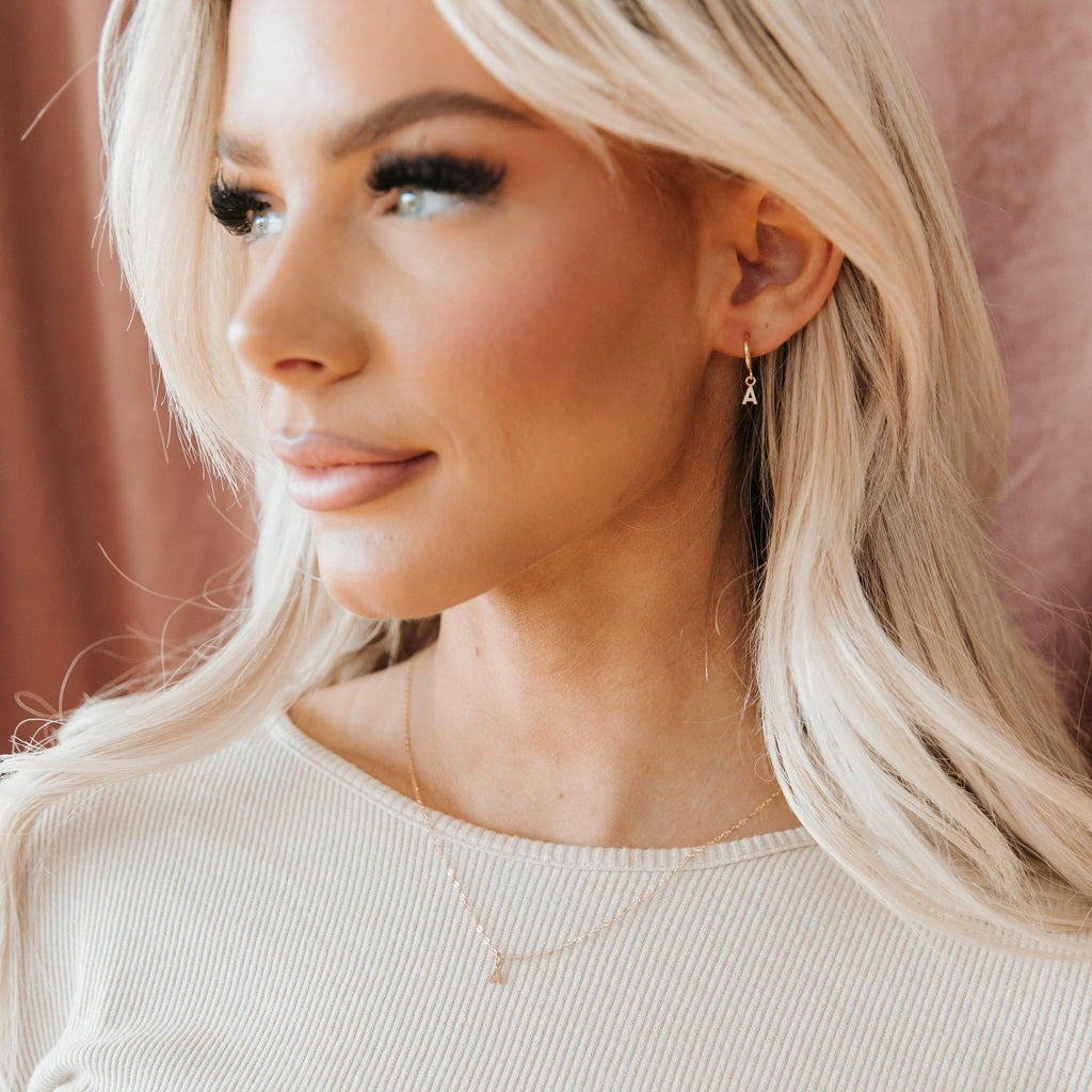 AVA INITIAL HOOP EARRING • SINGLE