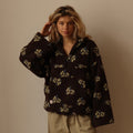 Winter Flowers Cozy Zip-Up Pocket Pullover