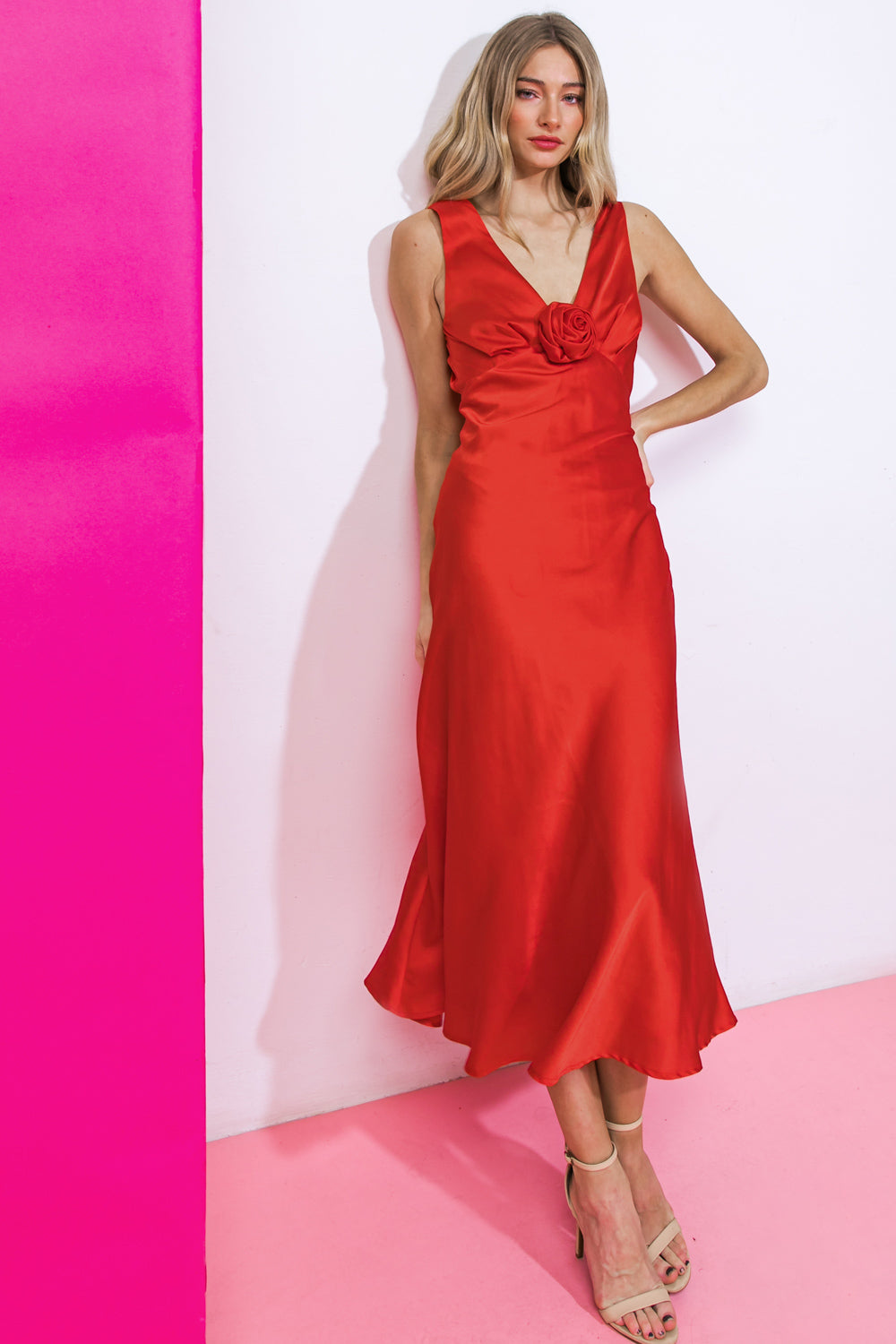 BEYOND WORDS WOVEN MIDI DRESS