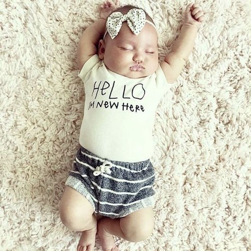 HELLO I'M NEW HERE ORGANIC BABY BODYSUIT