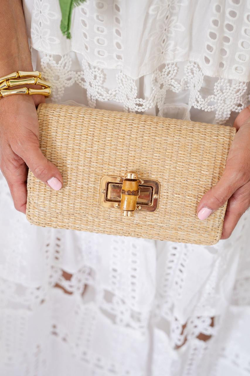 LILLY STRAW CLUTCH - BAMBOO TOGGLE