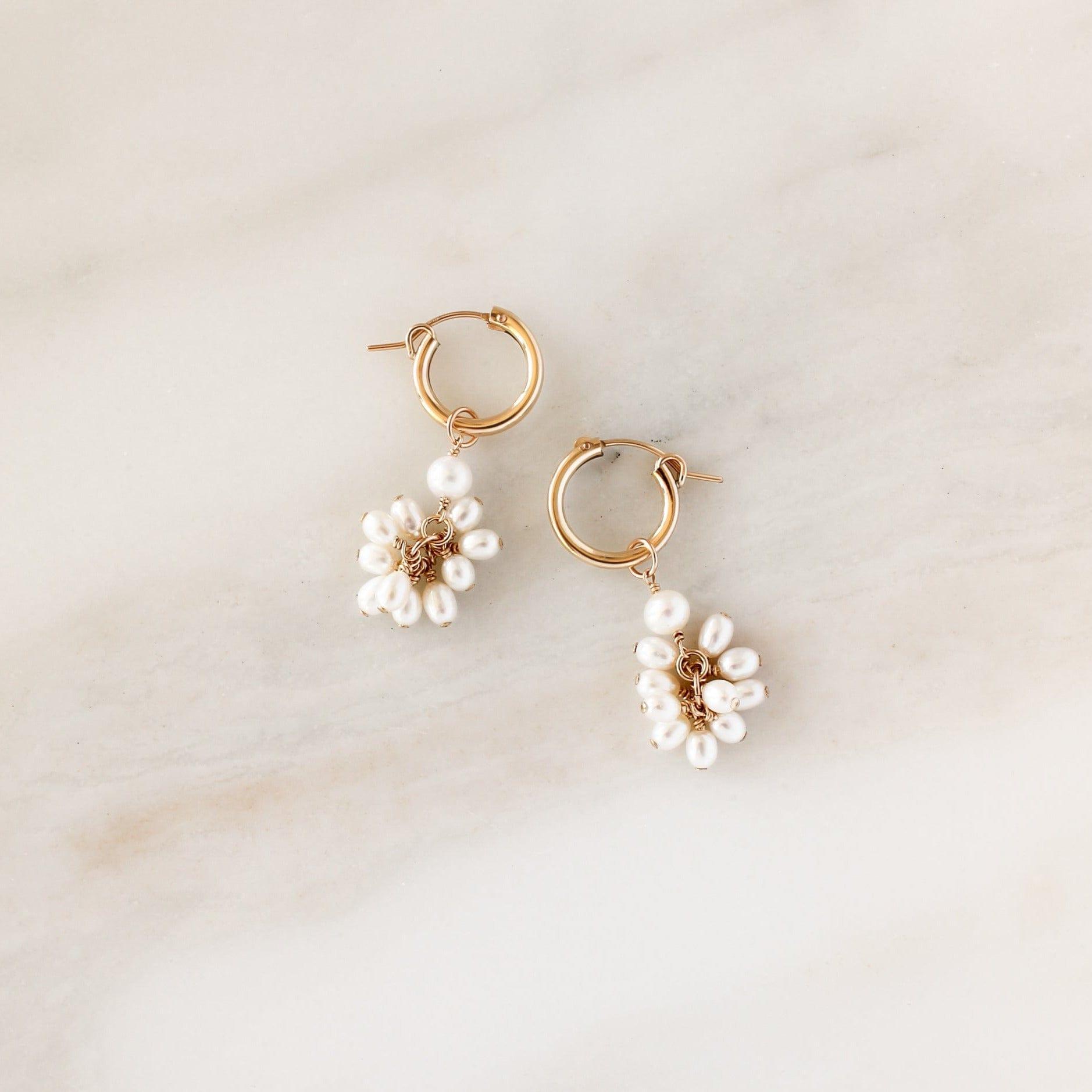 PEARL BLOSSOM HOOP EARRINGS