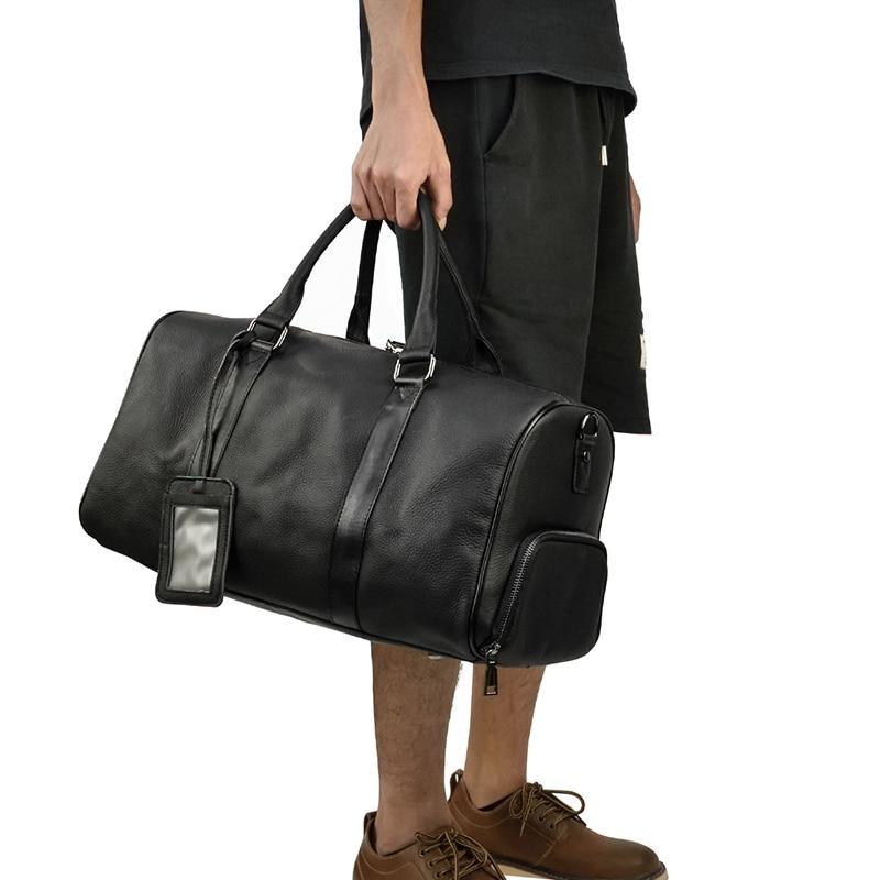 Black Pebbled Leather Weekender