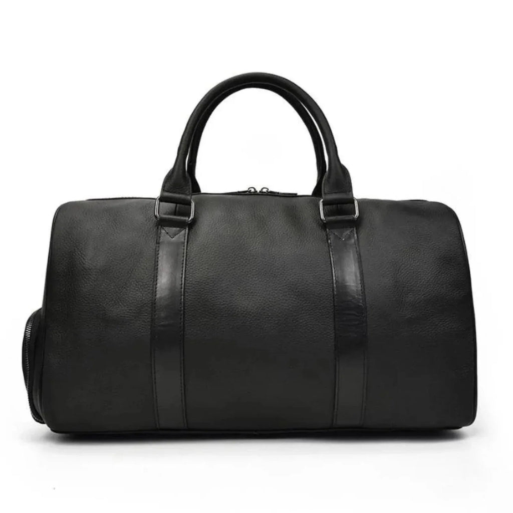 Black Pebbled Leather Weekender