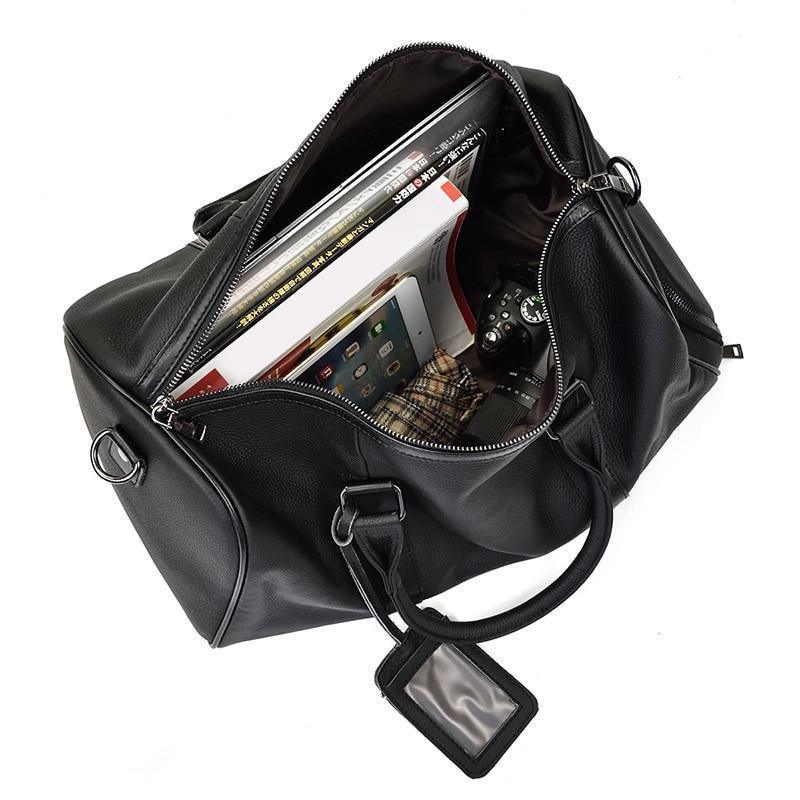 Black Pebbled Leather Weekender