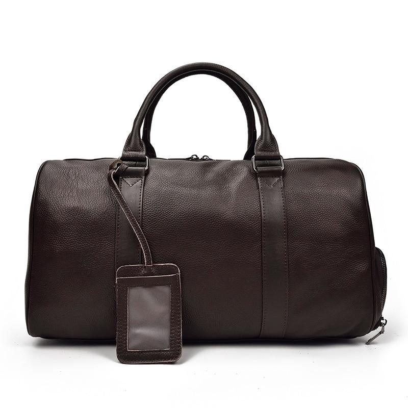 Black Pebbled Leather Weekender