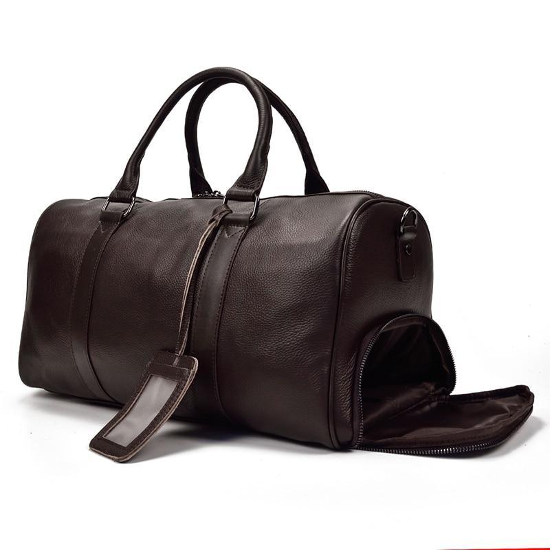 Black Pebbled Leather Weekender