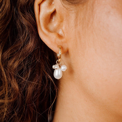 Verona Pearl Hoop Earrings