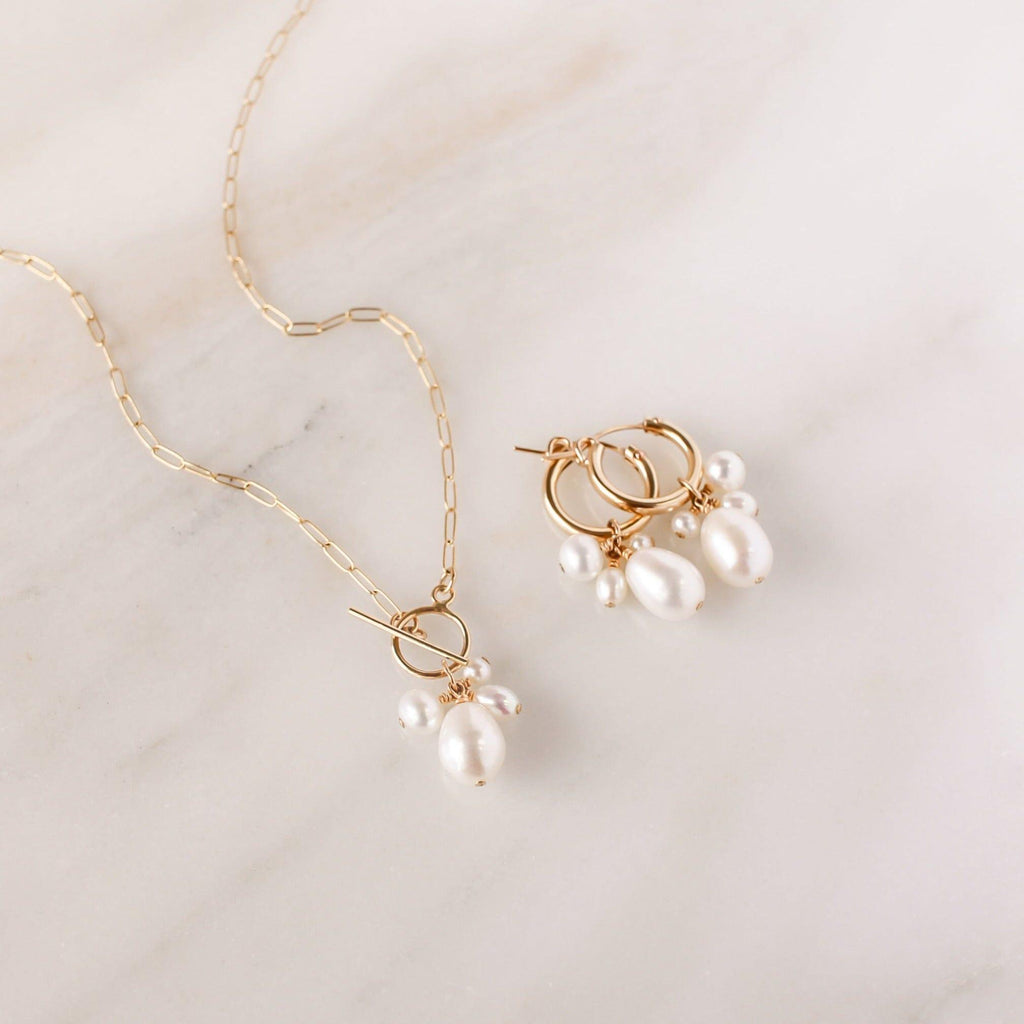 VERONA PEARL HOOP EARRINGS