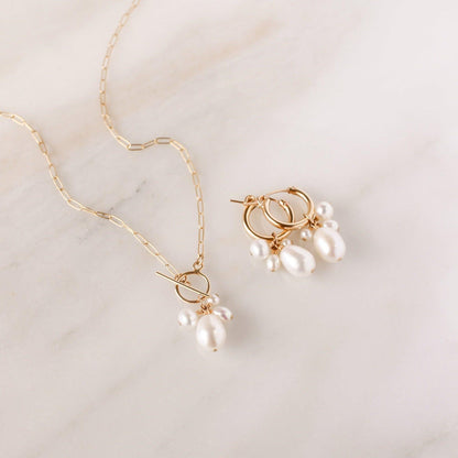 Verona Pearl Hoop Earrings